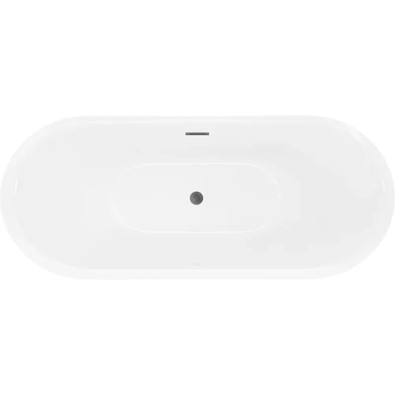 Mexen Lotos Free-Standing Bath 160 x 75 cm, White/Black, Brushed Gun Gray Overflow - 52051607775-66