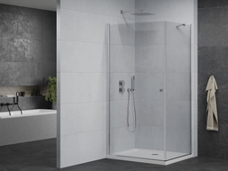 Mexen Pretoria hinged shower cabin 100 x 70 cm, transparent, chrome + Flat tray - 852-100-070-01-00-4010