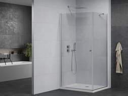 Mexen Pretoria hinged shower cubicle 100 x 70 cm, Transparent, Chrome + shower tray Flat - 852-100-070-01-00-4010