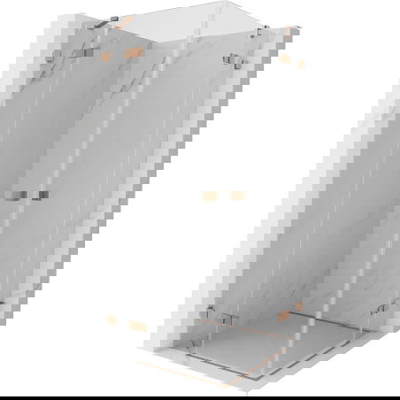 Mexen Lunar Duo 75 x 75 cm Hinged Shower Enclosure, Transparent, Brushed Copper - 834-075L-075P-65-00