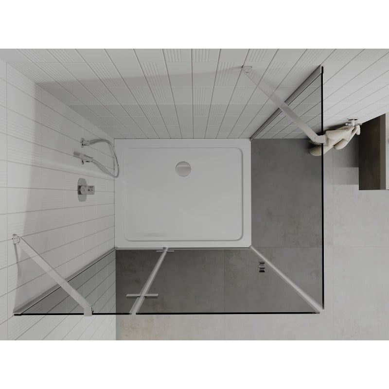 Mexen Roma 120 x 70 cm Pivot Shower Enclosure, Graphite, Chrome + Flat Tray, White - 854-120-070-01-40-4010