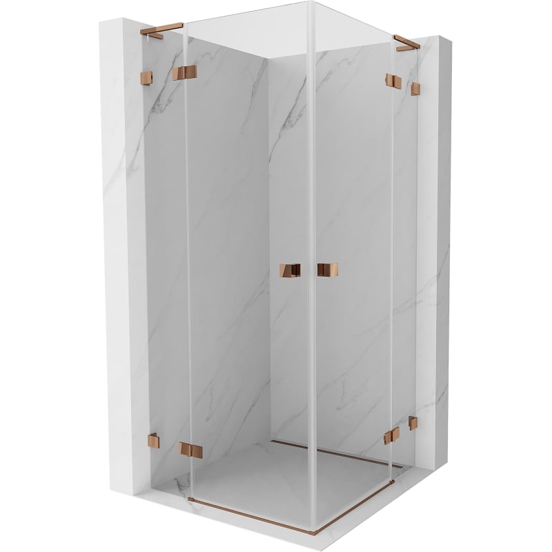 Mexen Lunar L Duo hinged shower enclosure 100 x 100 cm, transparent, rose gold - 834L-100L-100P-60-00
