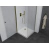 Mexen Pretoria 90 x 90 cm Hinged Shower Enclosure, Transparent, Gold + Flat Shower Tray - 852-090-090-50-00-4010