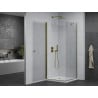 Mexen Pretoria 90 x 90 cm Hinged Shower Enclosure, Transparent, Gold + Flat Shower Tray - 852-090-090-50-00-4010