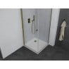 Mexen Pretoria 90 x 90 cm Hinged Shower Enclosure, Transparent, Gold + Flat Shower Tray - 852-090-090-50-00-4010