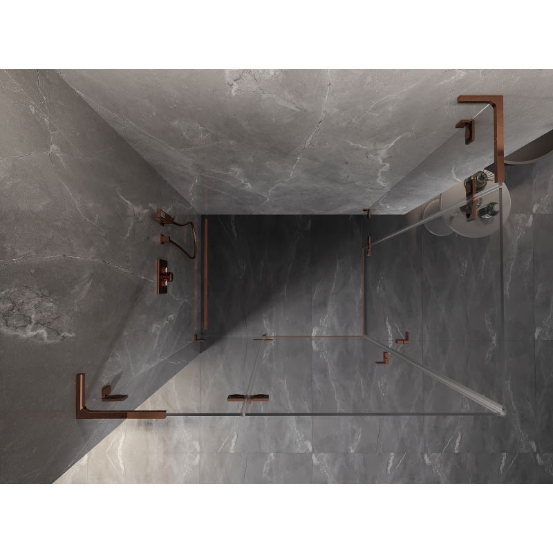 Mexen Lunar L Duo left side hinged shower enclosure 105 x 100 cm, transparent, rose gold - 834L-105L-100P-60-00