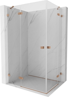 Mexen Lunar Duo pivot shower enclosure left 115 x 100 cm, transparent, brushed copper - 834-115L-100P-65-00