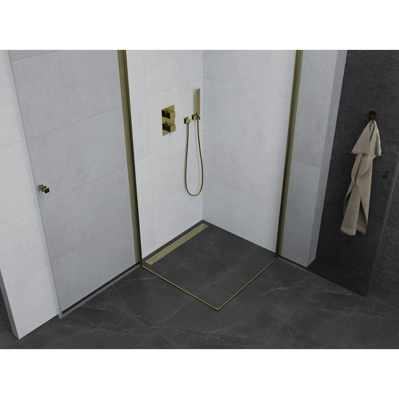 Mexen Pretoria Duo 70 x 70 cm Pivot Shower Enclosure, Transparent, Gold - 852-070-070-50-00-02