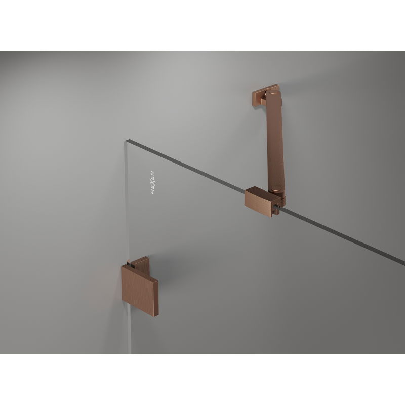 Mexen Lunar Duo left hinged shower cabin 120 x 115 cm, transparent, brushed copper - 834-120L-115P-65-00