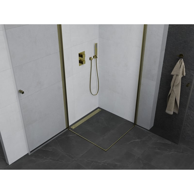 Mexen Pretoria Duo pivot shower cabin 80 x 80 cm, transparent, gold - 852-080-080-50-00-02