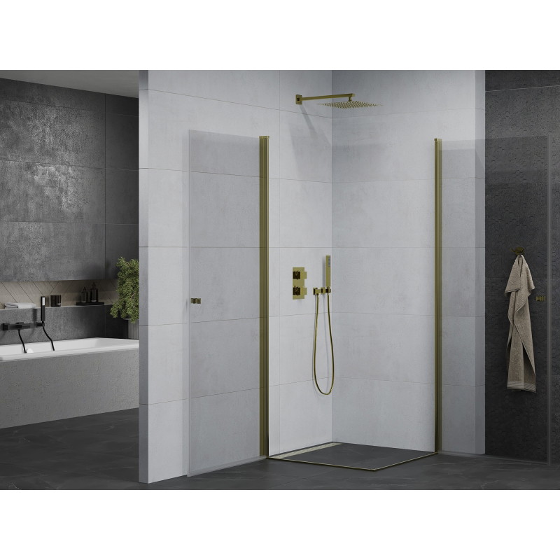Mexen Pretoria Duo pivot shower cabin 80 x 80 cm, transparent, gold - 852-080-080-50-00-02