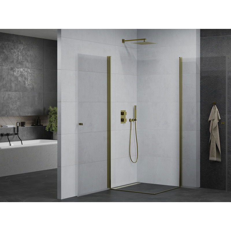 Mexen Pretoria Duo pivot shower enclosure 80 x 80 cm, transparent, gold - 852-080-080-50-00-02