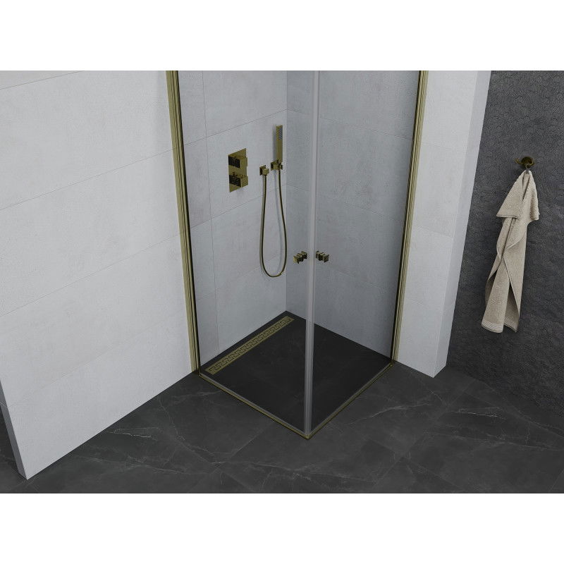 Mexen Pretoria Duo pivot shower enclosure 80 x 80 cm, transparent, gold - 852-080-080-50-00-02
