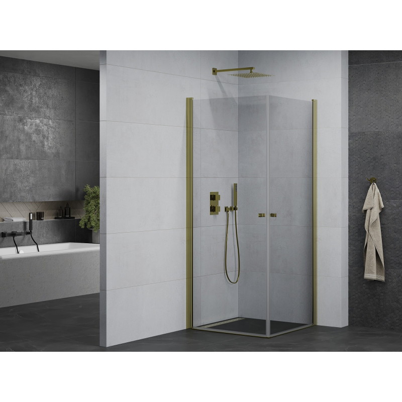 Mexen Pretoria Duo pivot shower cabin 80 x 80 cm, transparent, gold - 852-080-080-50-00-02