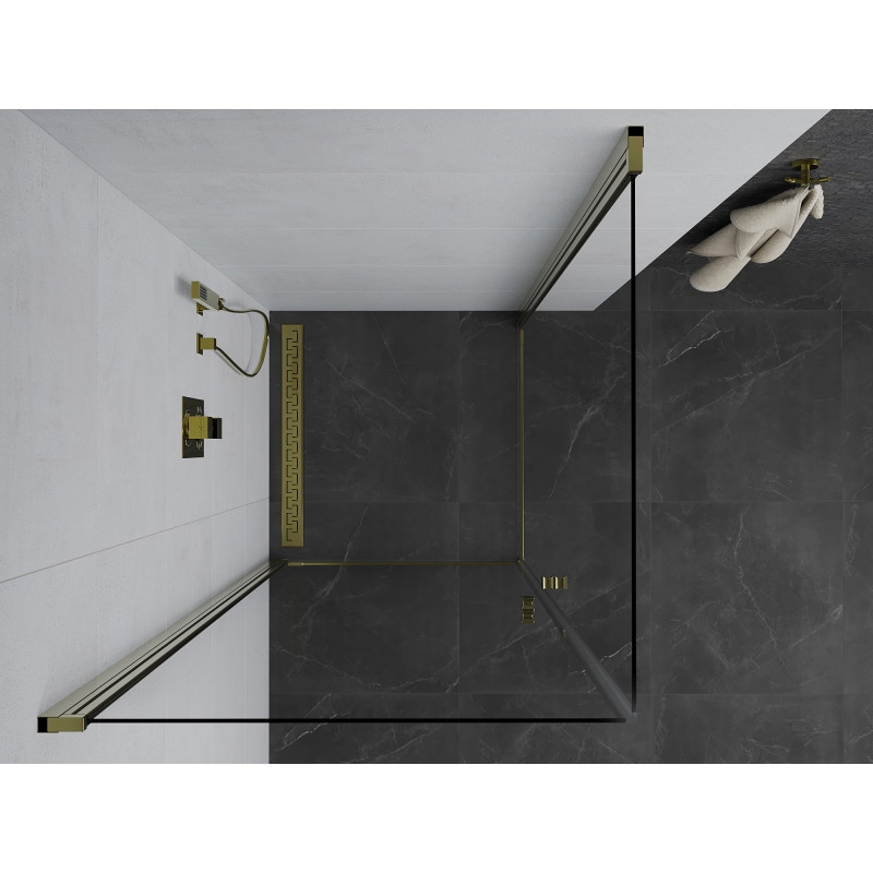 Mexen Pretoria Duo pivot shower cabin 80 x 80 cm, transparent, gold - 852-080-080-50-00-02
