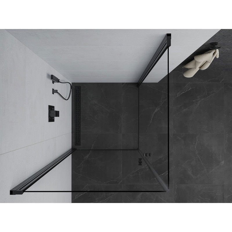 Mexen Pretoria Duo 70 x 70 cm Hinged Shower Enclosure, Transparent, Black - 852-070-070-70-00-02