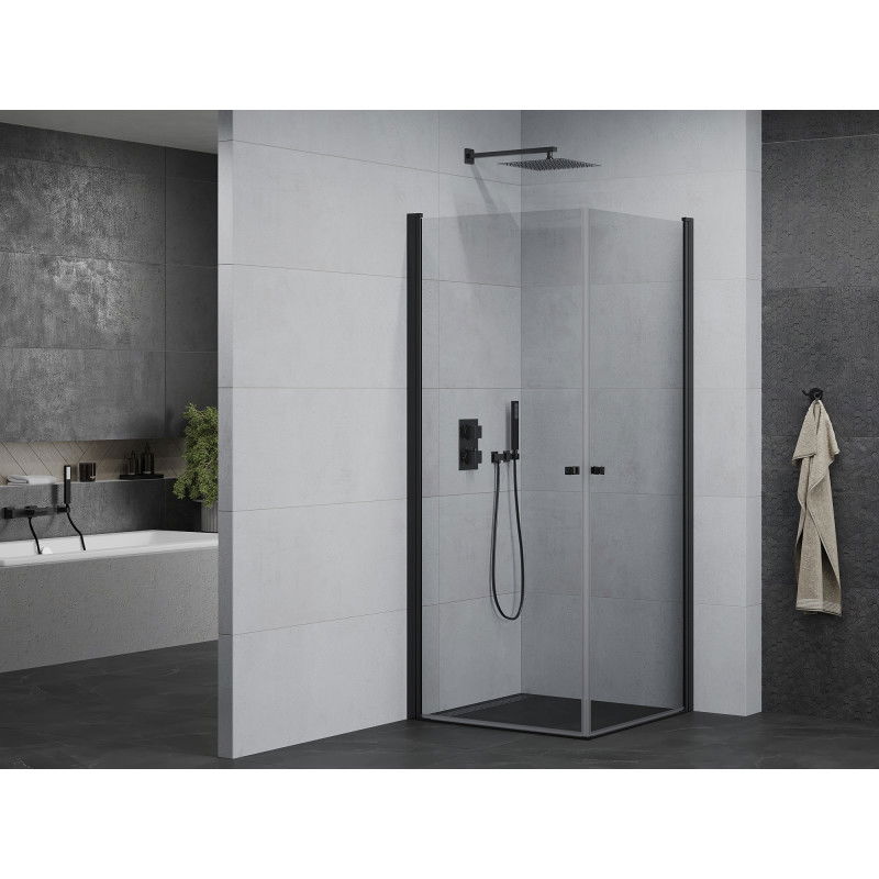 Mexen Pretoria Duo 70 x 70 cm Hinged Shower Enclosure, Transparent, Black - 852-070-070-70-00-02