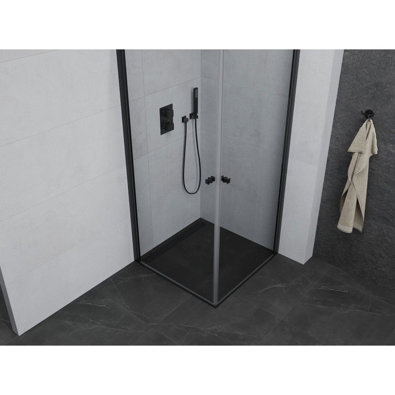 Mexen Pretoria Duo 80 x 80 cm Hinged Shower Cabin, Transparent, Black - 852-080-080-70-00-02