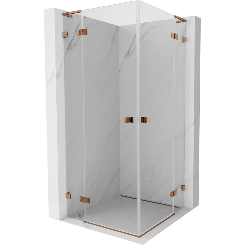 Mexen Lunar L Duo shower enclosure with swing doors 120 x 120 cm, transparent, rose gold - 834L-120L-120P-60-00