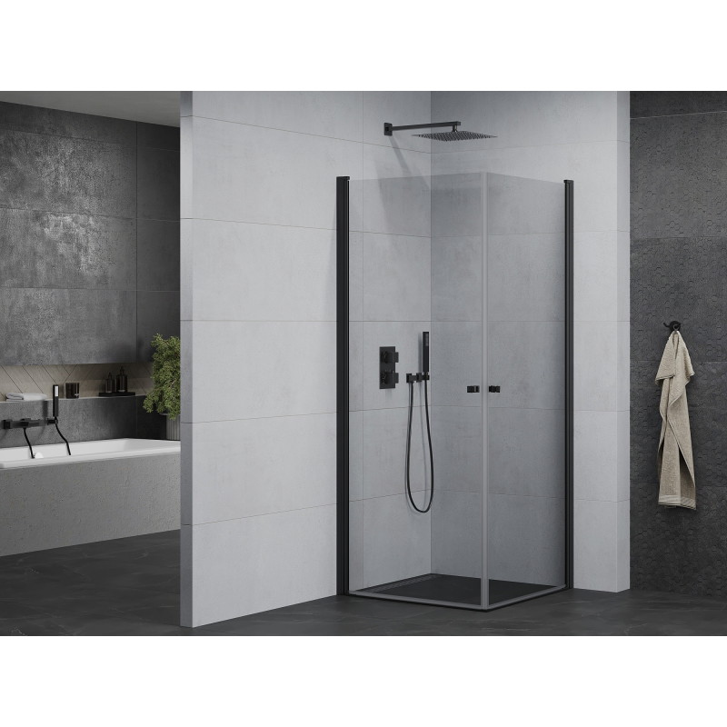 Mexen Pretoria Duo Swing Shower Cabin 90 x 90 cm, Transparent, Black - 852-090-090-70-00-02