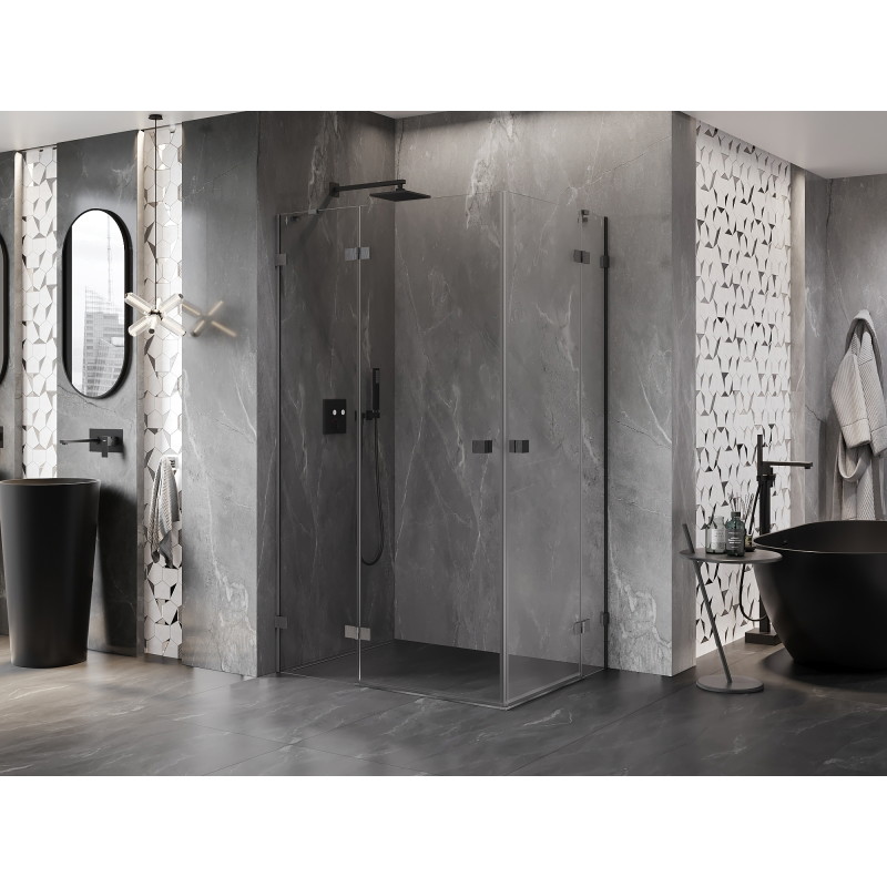 Mexen Lunar Duo shower cabin tilting left 100 x 75 cm, transparent, brushed gun gray - 834-100L-075P-66-00