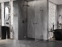 Mexen Lunar Duo shower cabin tilting left 100 x 75 cm, transparent, brushed gun gray - 834-100L-075P-66-00