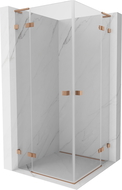 Mexen Lunar L Duo 80 x 80 cm Swing Shower Enclosure, Transparent, Brushed Copper - 834L-080L-080P-65-00