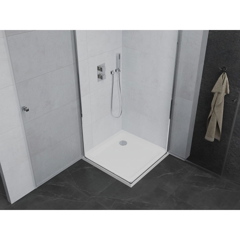 Mexen Pretoria Duo 80 x 80 cm Hinged Shower Enclosure, Transparent, Chrome + Flat Tray - 852-080-080-01-02-4010