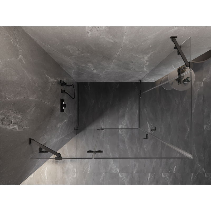 Mexen Lunar Duo Left Hinged Shower Enclosure 110 x 100 cm, Transparent, Gun Gray Brushed - 834-110L-100P-66-00