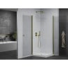 Mexen Pretoria Duo Hinged Shower Cabin 90 x 90 cm, Transparent, Gold + Flat Shower Tray - 852-090-090-50-02-4010G