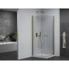 Mexen Pretoria Duo Hinged Shower Cabin 90 x 90 cm, Transparent, Gold + Flat Shower Tray - 852-090-090-50-02-4010G