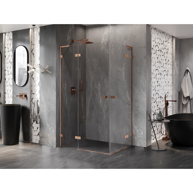 Mexen Lunar L Duo Shower Cabin Hinged Left 105 x 100 cm, Transparent, Brushed Copper - 834L-105L-100P-65-00