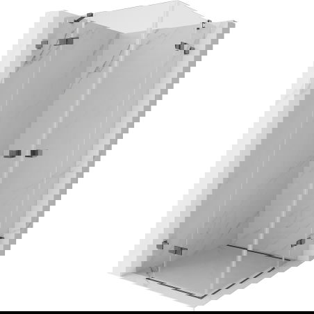 Mexen Lunar Duo 120 x 120 cm Pivot Shower Enclosure, Transparent, Brushed Gun Gray - 834-120L-120P-66-00