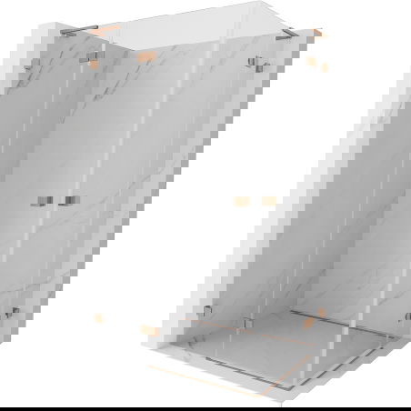 Mexen Lunar L Duo Left-Swing Shower Enclosure 110 x 90 cm, Transparent, Brushed Copper - 834L-110L-090P-65-00