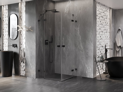 Mexen Lunar Duo hinged shower cabin 95 x 95 cm, transparent, black - 834-095L-095P-70-00