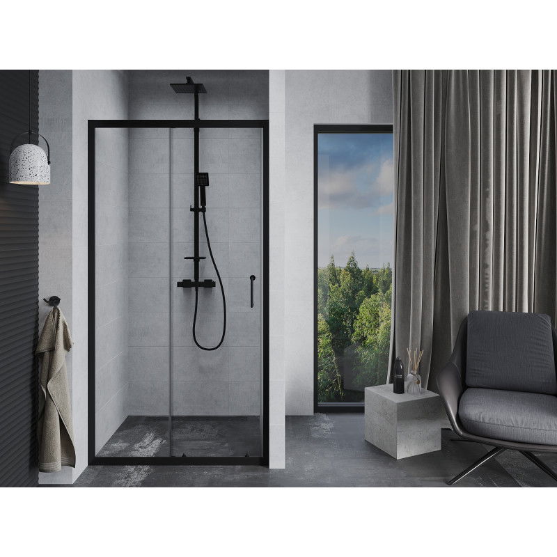 Mexen Apia sliding shower door 90 cm, transparent, black - 845-090-000-70-00