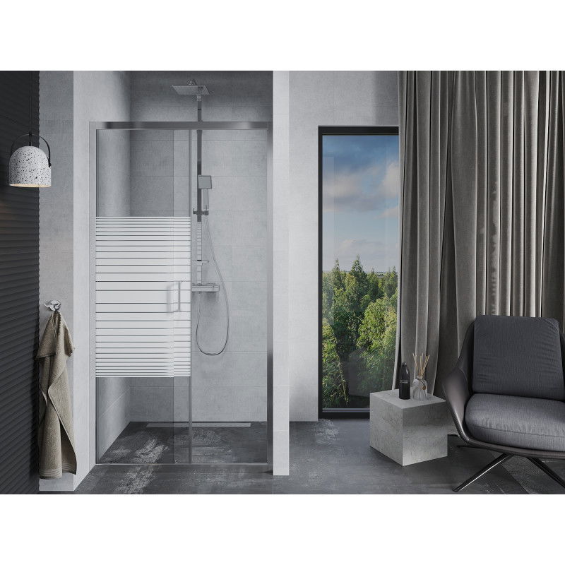 Mexen Apia sliding shower door 110 cm, stripes, chrome - 845-110-000-01-20