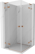 Mexen Lunar L Duo shower enclosure with hinged door 120 x 120 cm, transparent, brushed copper - 834L-120L-120P-65-00