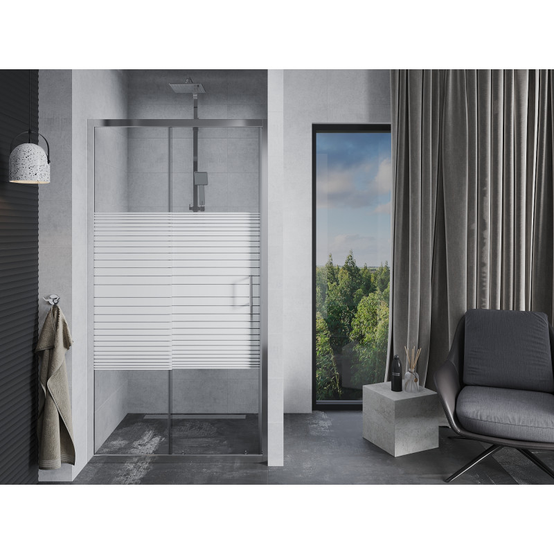 Mexen Apia sliding shower door 130 cm, stripes, chrome - 845-130-000-01-20