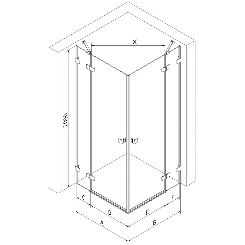Mexen Lunar Duo left swing shower cabin 90 x 75 cm, transparent, gun metal - 834-090L-075P-95-00