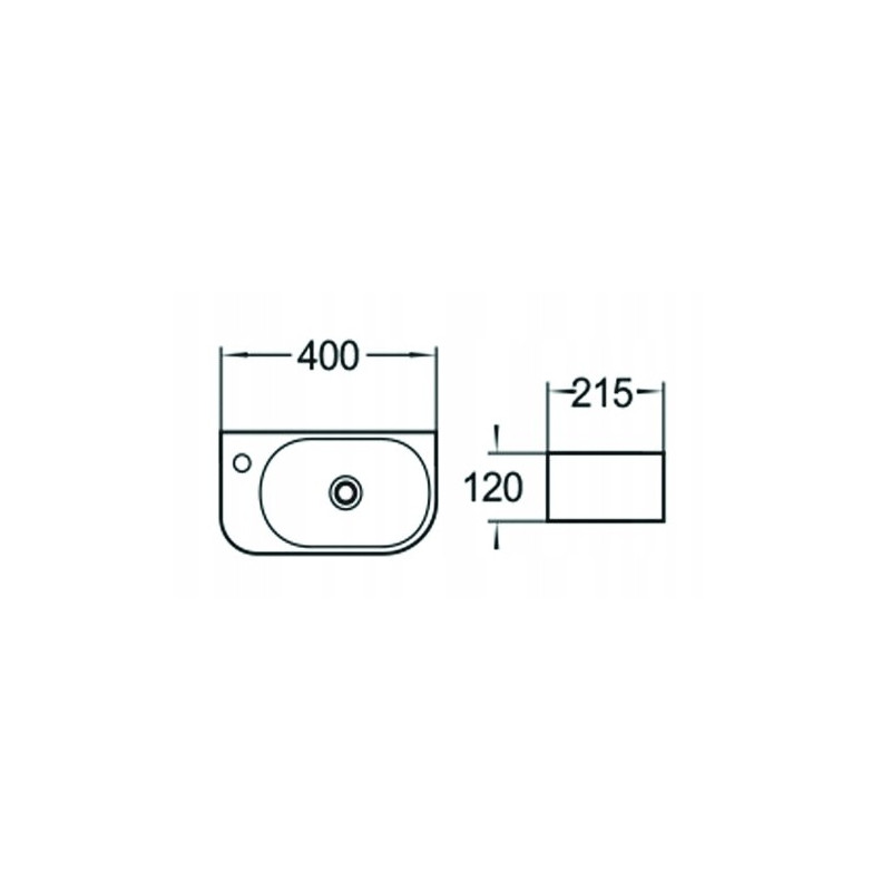 Mexen Viera right countertop sink 40 x 21 cm, white - 21274000R