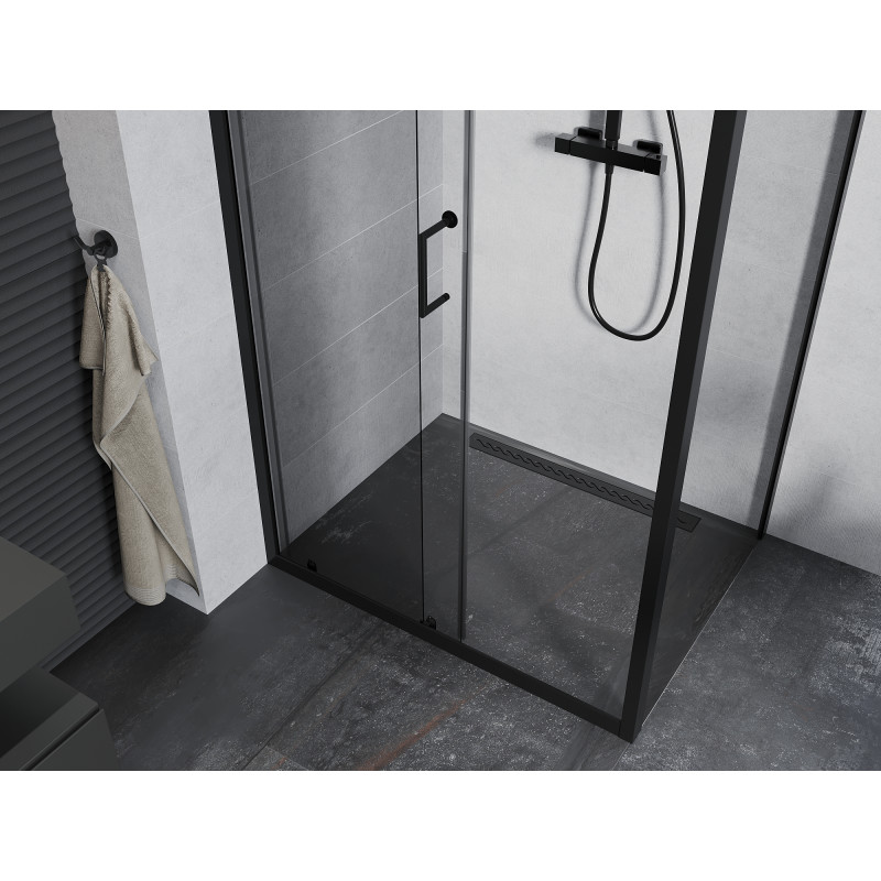 Mexen Apia sliding shower enclosure 90 x 70 cm, transparent, black - 840-090-070-70-00