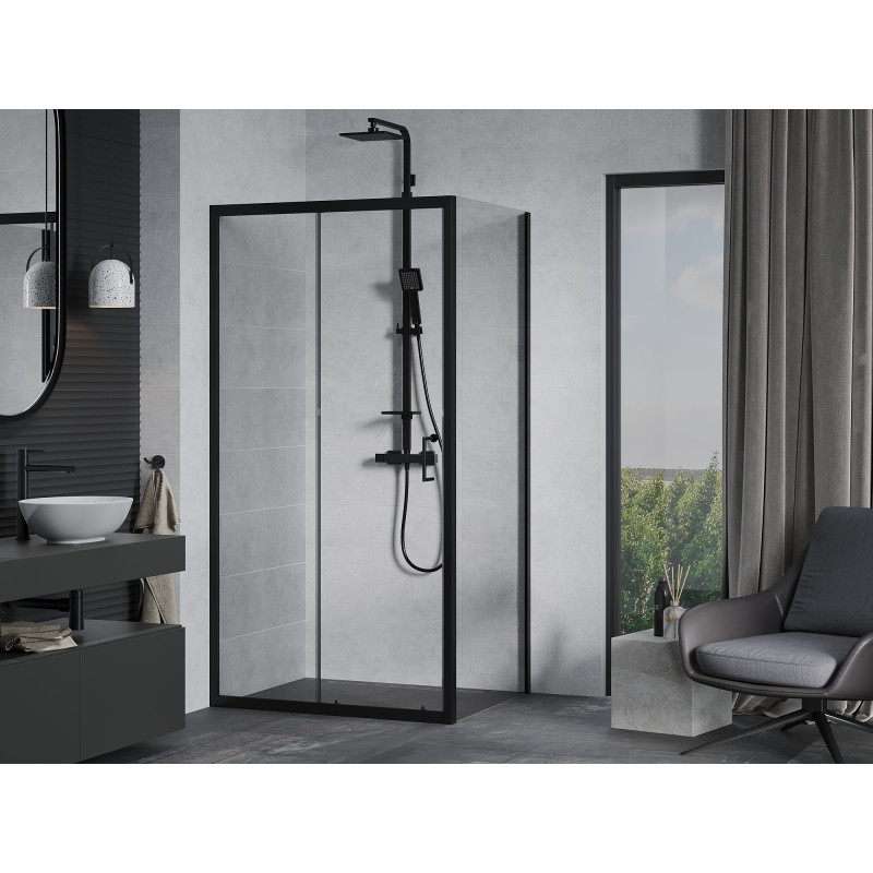 Mexen Apia sliding shower enclosure 90 x 70 cm, transparent, black - 840-090-070-70-00
