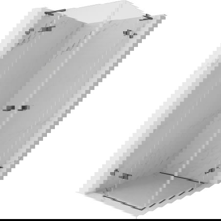 Mexen Lunar L Duo pivot shower cabin 90 x 90 cm, transparent, brushed gun gray - 834L-090L-090P-66-00