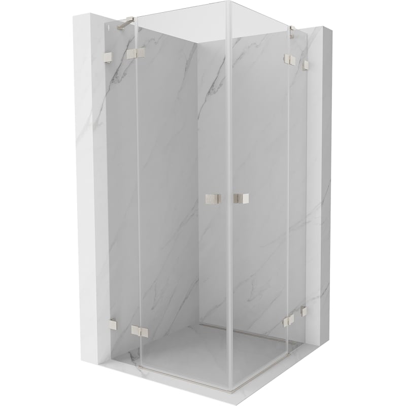 Mexen Lunar Duo 80 x 80 cm Hinged Shower Enclosure, Transparent, Brushed Nickel - 834-080L-080P-97-00