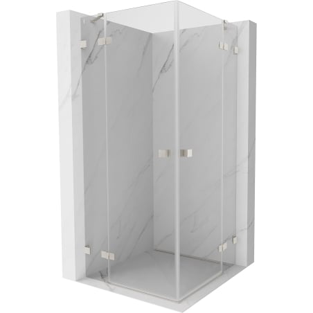 Mexen Lunar Duo 80 x 80 cm Hinged Shower Enclosure, Transparent, Brushed Nickel - 834-080L-080P-97-00