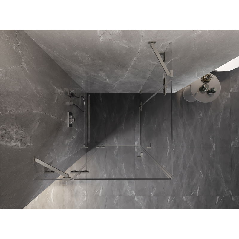 Mexen Lunar Duo 85 x 85 cm Hinged Shower Enclosure, Transparent, Brushed Nickel - 834-085L-085P-97-00