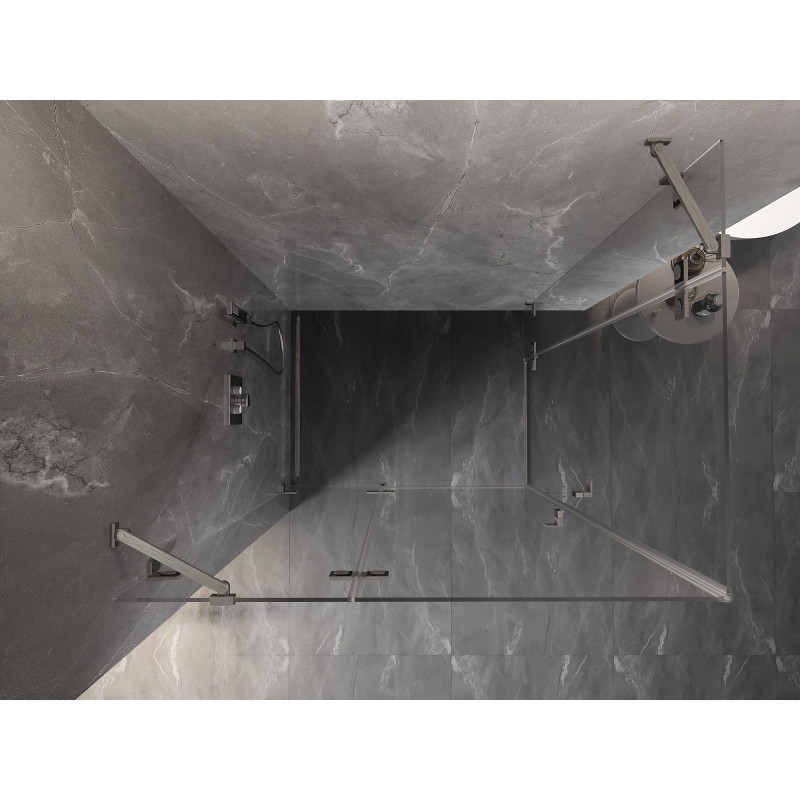 Mexen Lunar Duo Left Hinged Shower Cabin 95 x 90 cm, Transparent, Brushed Nickel - 834-095L-090P-97-00