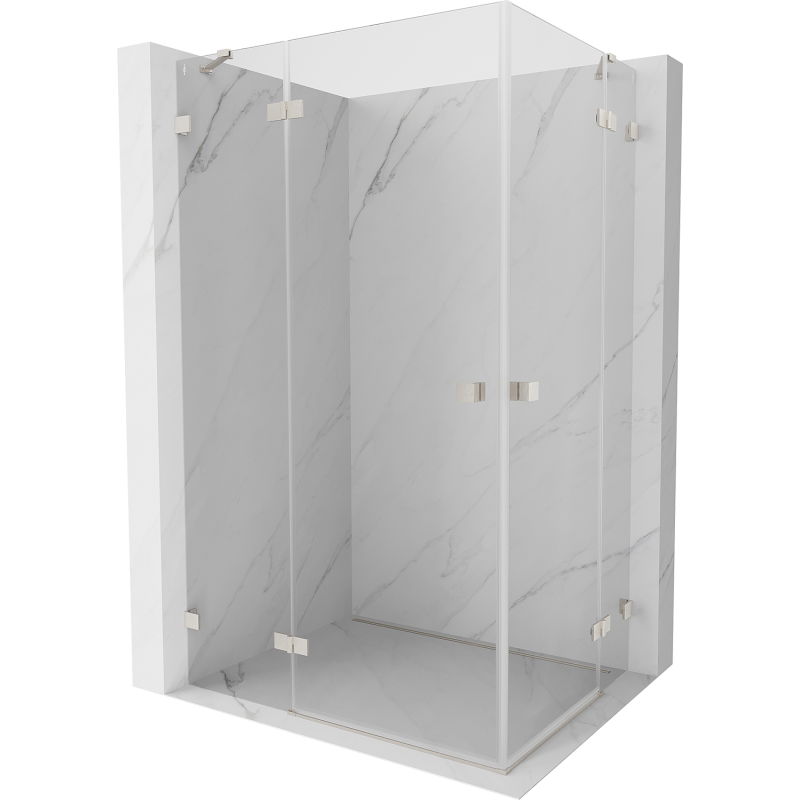 Mexen Lunar Duo shower enclosure hinged 110 x 70 cm, transparent, brushed nickel - 834-110L-070P-97-00