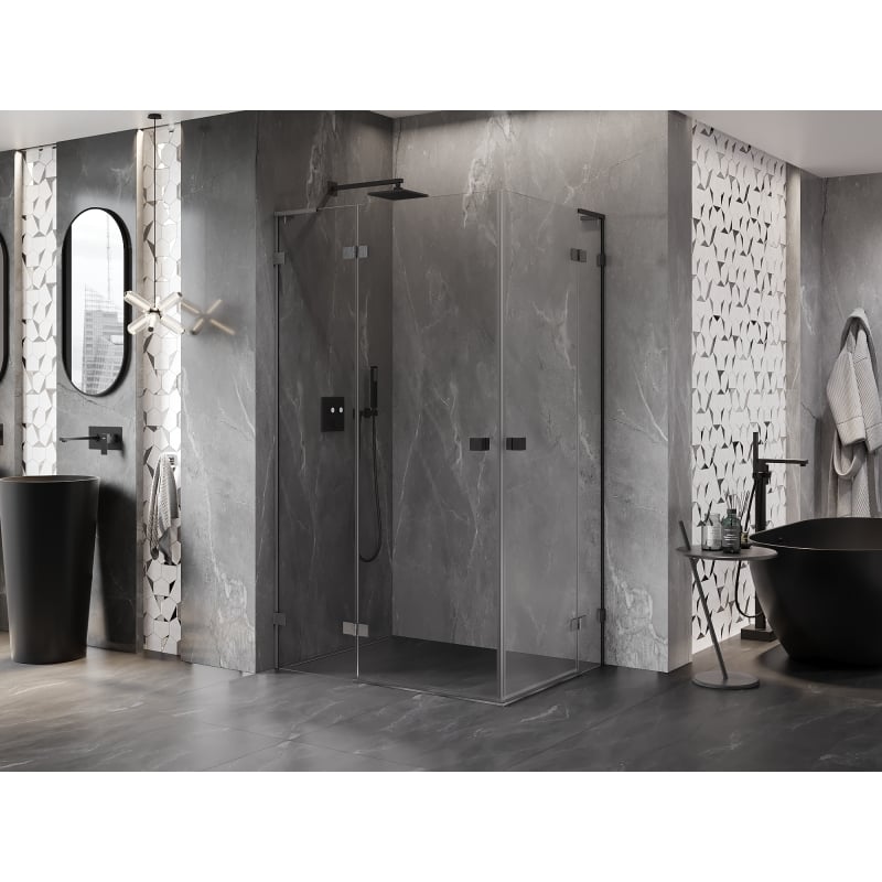 Mexen Lunar L Duo pivot shower enclosure left 110 x 95 cm, transparent, brushed gun gray - 834L-110L-095P-66-00